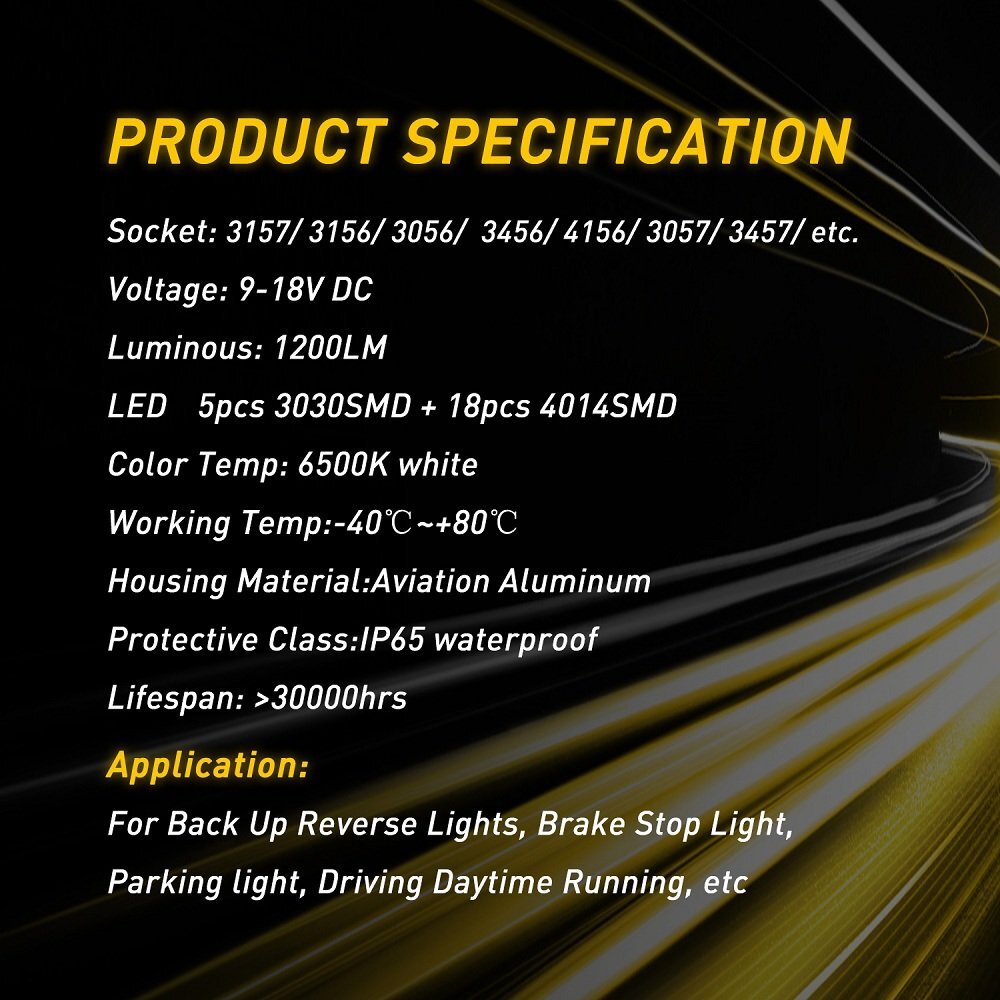 AUXITO 3157 3156 CANBUS LED Backup Reverse Light Bulbs White 6000K Error Free ED