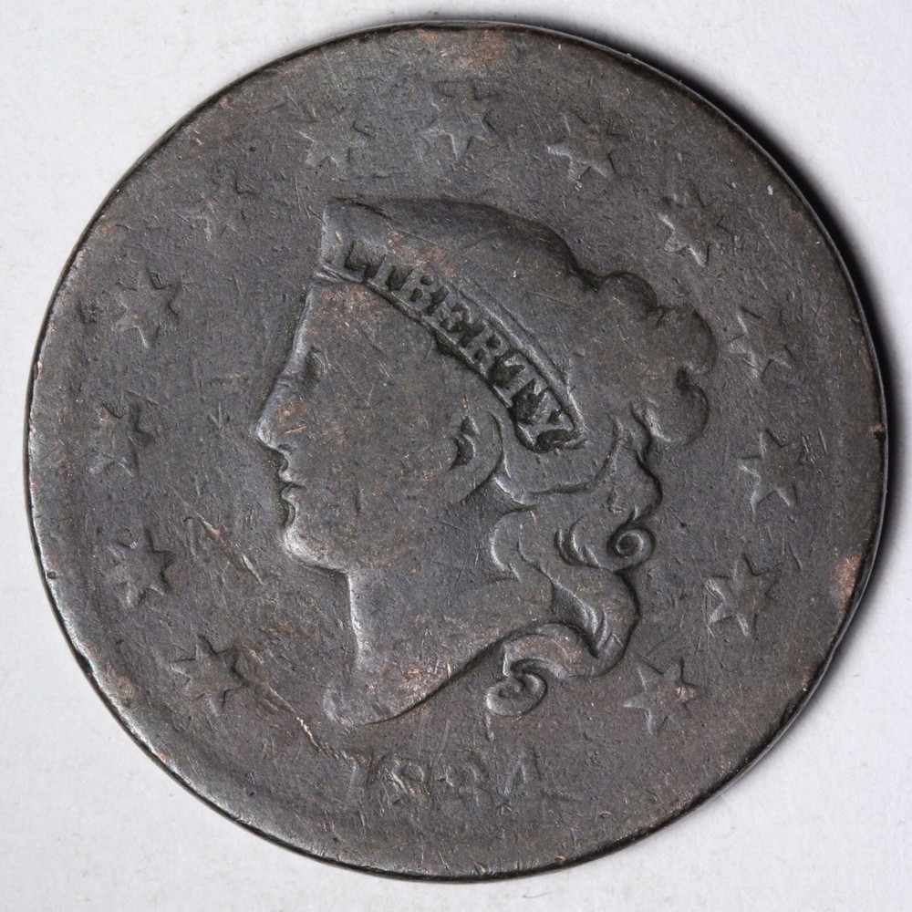 1834 Coronet Head Large Cent CHOICE VG E147 ZB