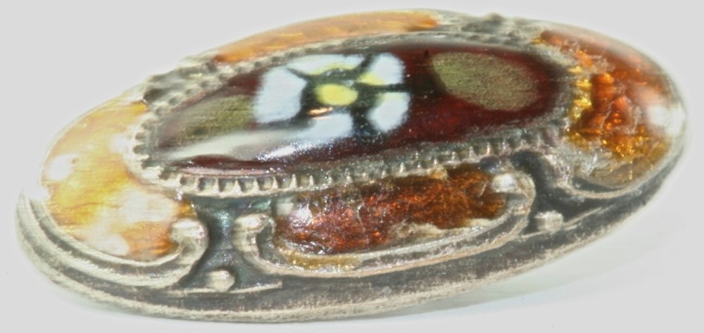 FRENCH VICTORIAN ANTIQUE STERLING SILVER ENAMEL BUTTON BUTTONS