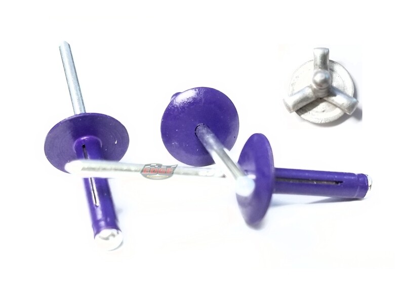 Purple 3/16" Large Head Tri-Fold Exploding Aluminum Mandrel Pop Rivets 50 pack