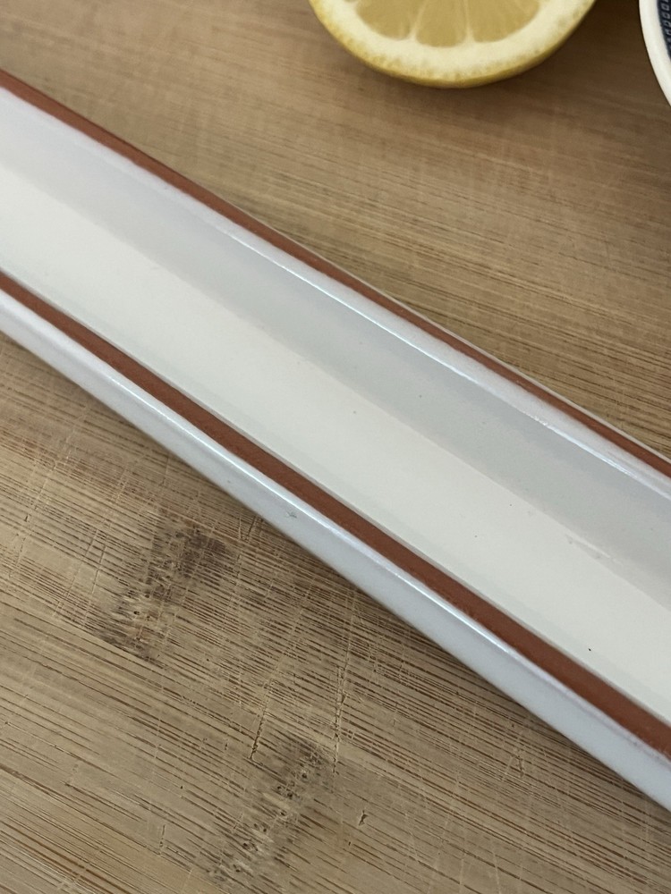 Pottery Barn Terracotta White Olive Boat Tray 16”