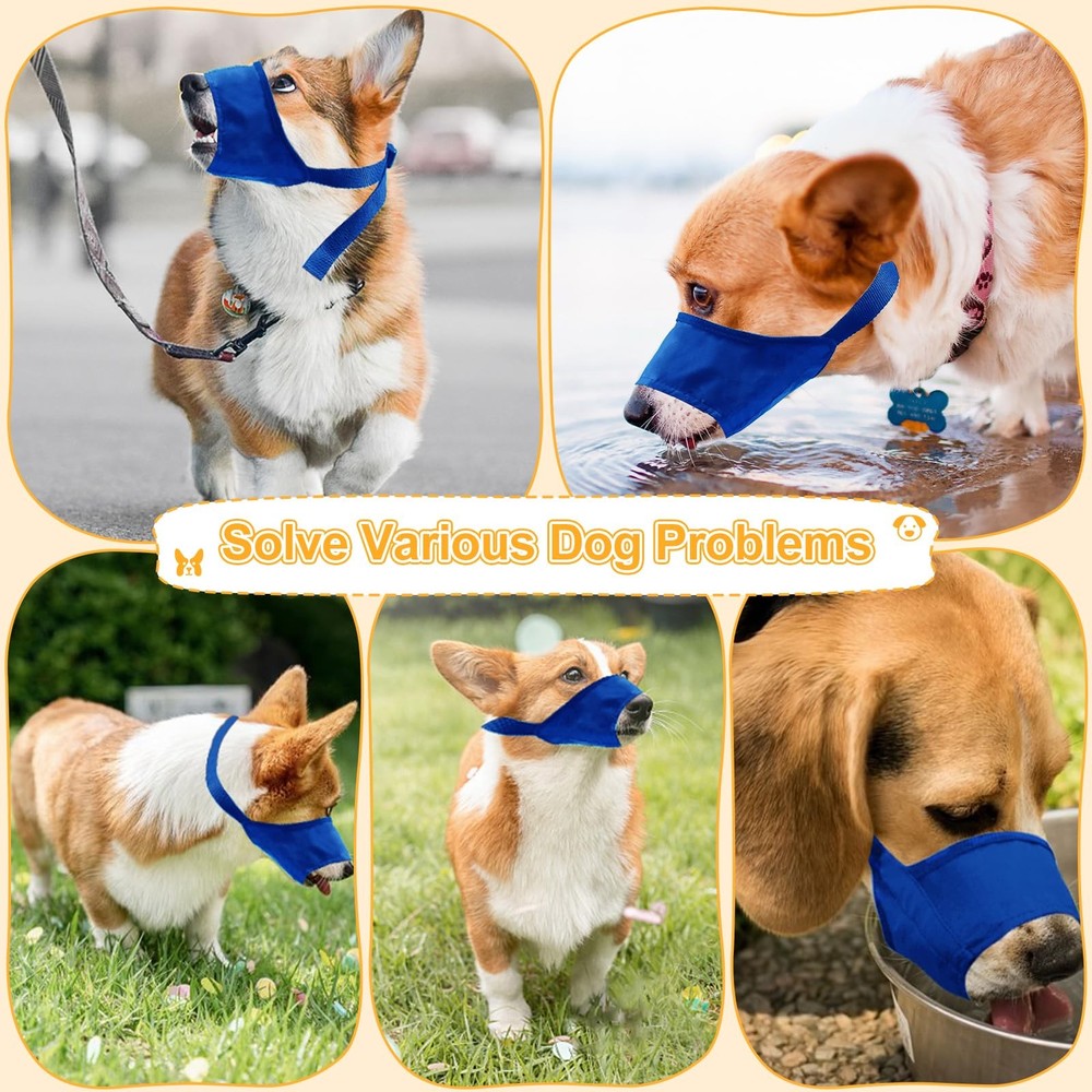 Coppthinktu Dog Muzzle Suit 7PCS Muzzles for Biting Barking Chewing, A-Blue