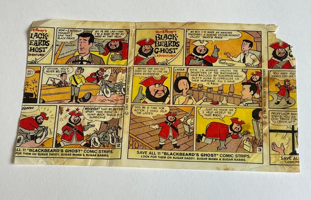 Vintage Nabisco SUGAR DADDY Candy Wrapper Comic Black Beard's Ghost Disney