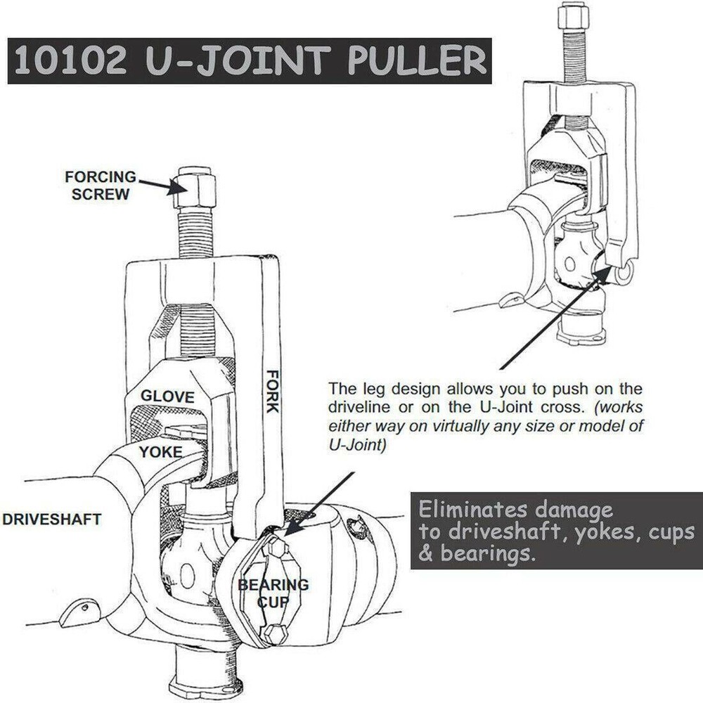 10102 Heavy Duty Universal Joint Puller U-Joint Remover 1.5" to 2.2" Cups Puller