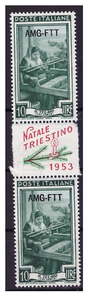 Trieste A 1953 AMG - FTT Natale Trieste 10 Lire PAIR ** MNH