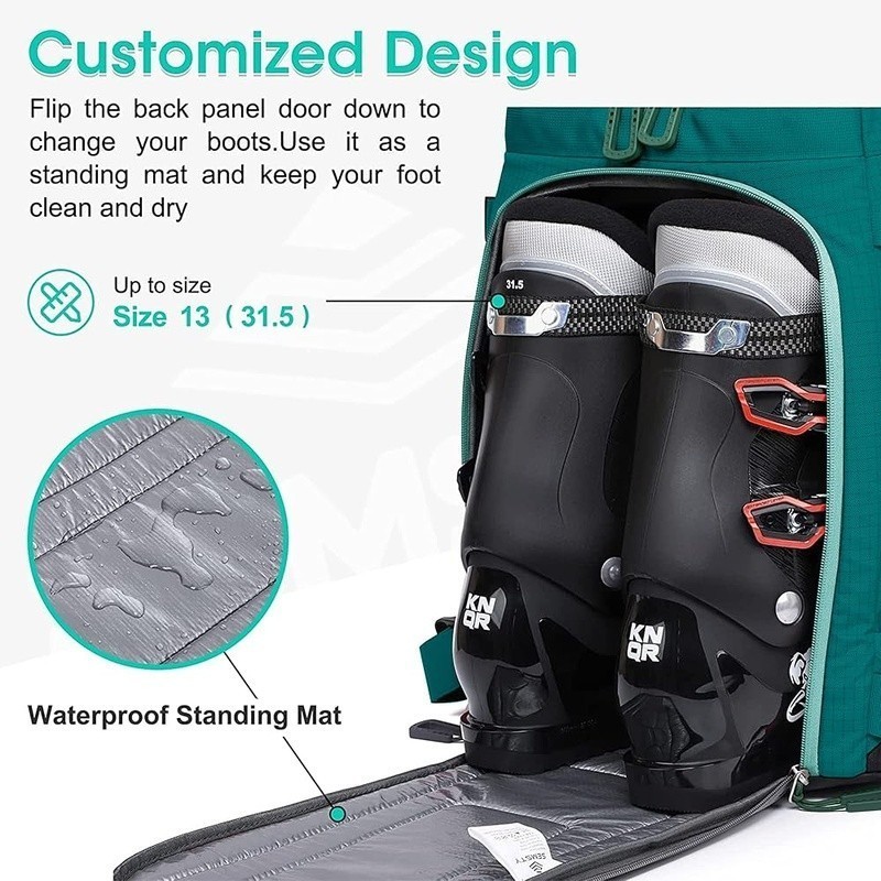 Large Capacity Waterproof Ski Boot Bag Organized Compartment Durable Backpack US