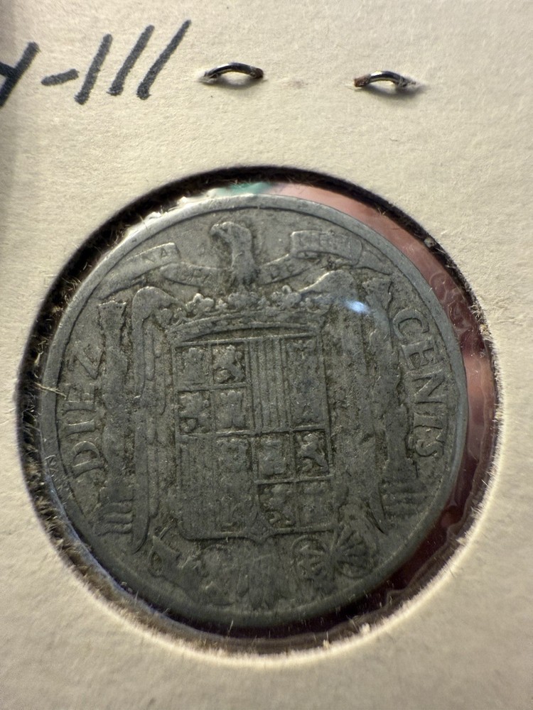 1945 Spain 10 Cent Coin - VF