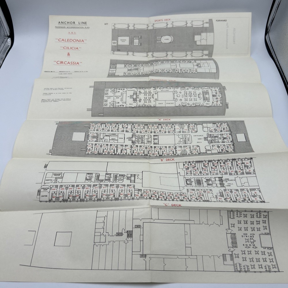 Anchor Line Limited 1959 Passenger Accommodation Plan