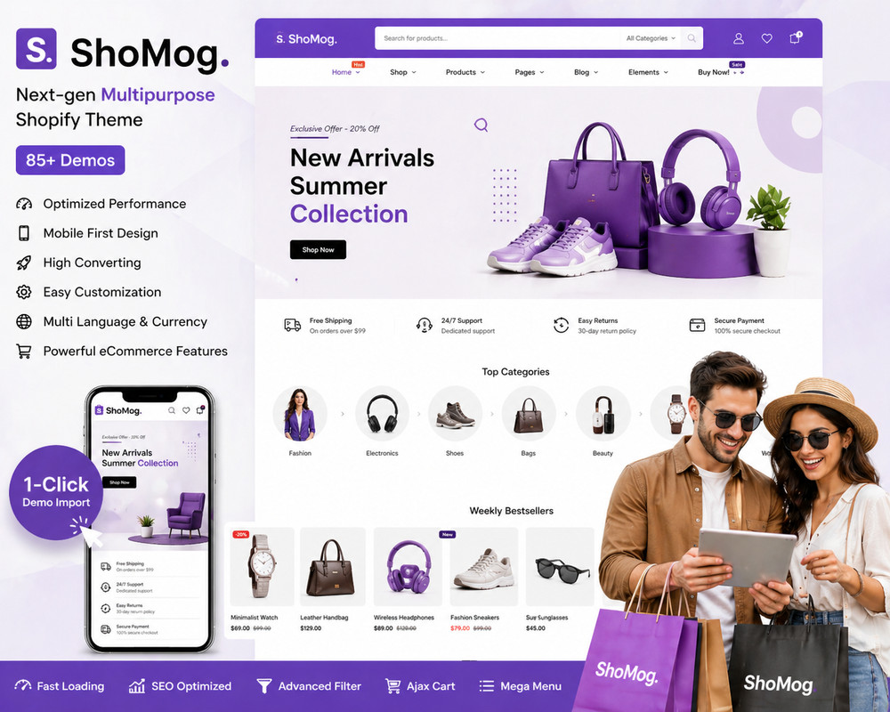 ShoMog - Multipurpose Shopify Theme | Responsive eCommerce | Mobile Optimized