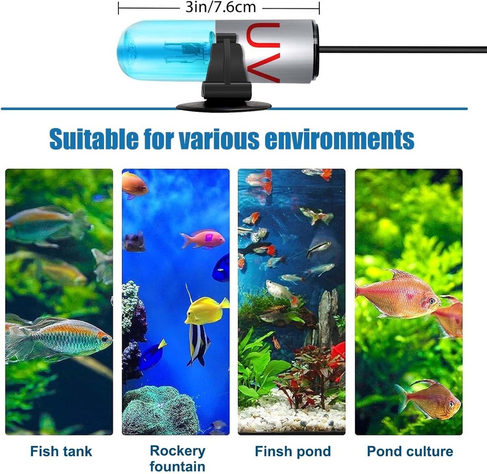 Mini 3W Aquarium Clean Light with Timer Algae Removal Fish Tank LED...