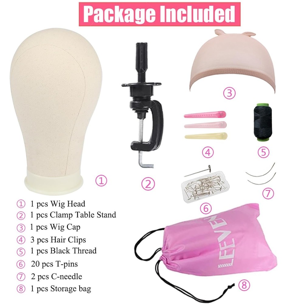 21"-24" Poly Canvas Block Head Professional Mannequin Canvas Head for Making,...