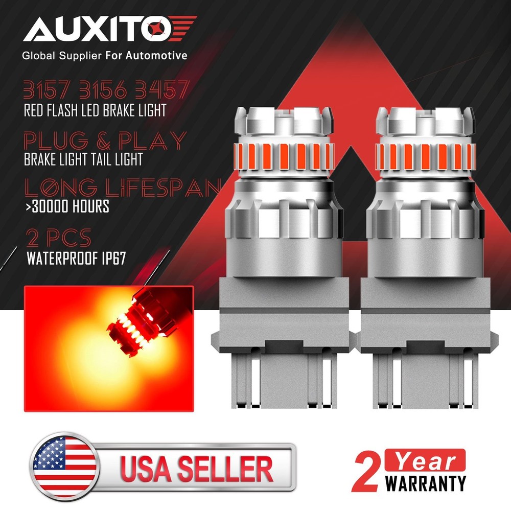 AUXITO 3157 Red LED Flashing Strobe Blinking Brake Stop Tail Light Bulb Parking
