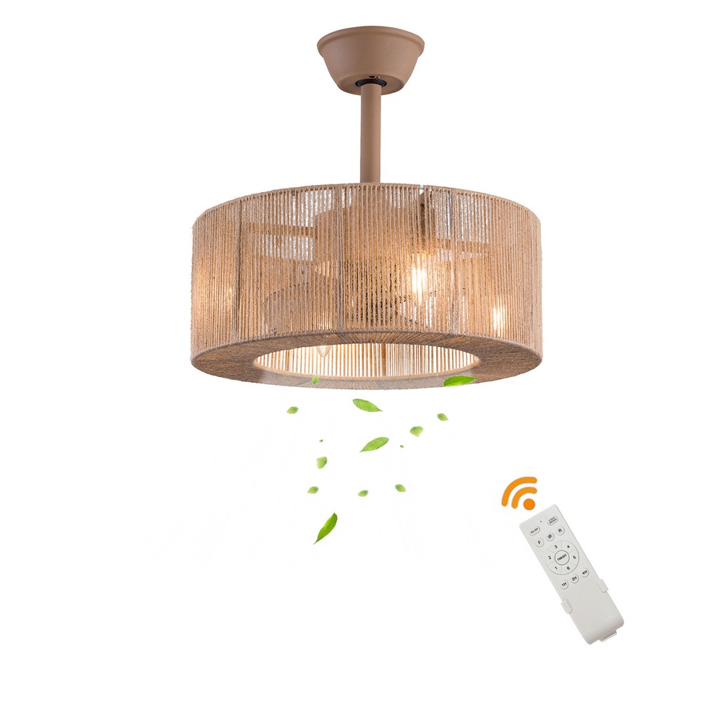 Caged Ceiling Fan Light with Remote Control, 6 Speeds for Home Decor