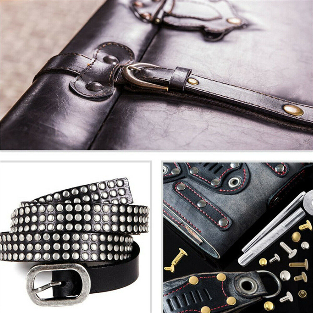 300Pcs Leather Rivets Double Cap Rivet Tubular Metal Studs Setting Tool DIY Kit