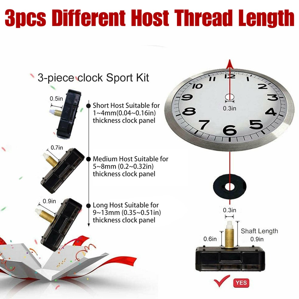 6PCS DIY Wall Quartz Clock Movement Mechanism Hand Replacement Part Set Tool Kit