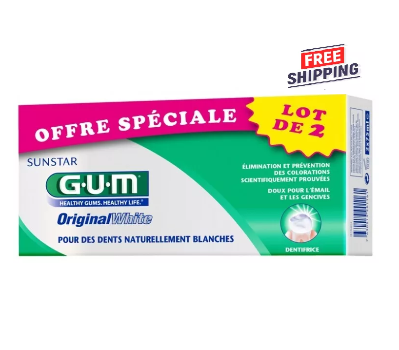 2 PACK Sunstar GUM ORIGINAL White Toothpaste 75ml EXP 05/2027
