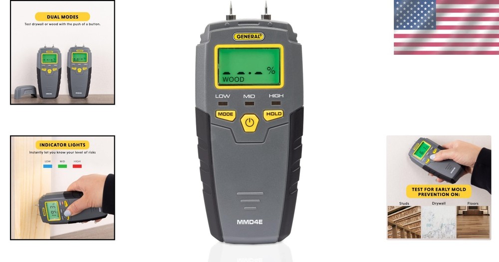 Compact Moisture Detector with Extra Pins - Quick Read Process for Homeowners