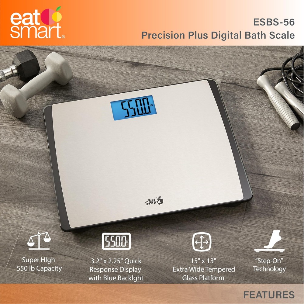 EatSmart Precision 550 Pound Extra-High Capacity Digital Bathroom Scale, Extr...