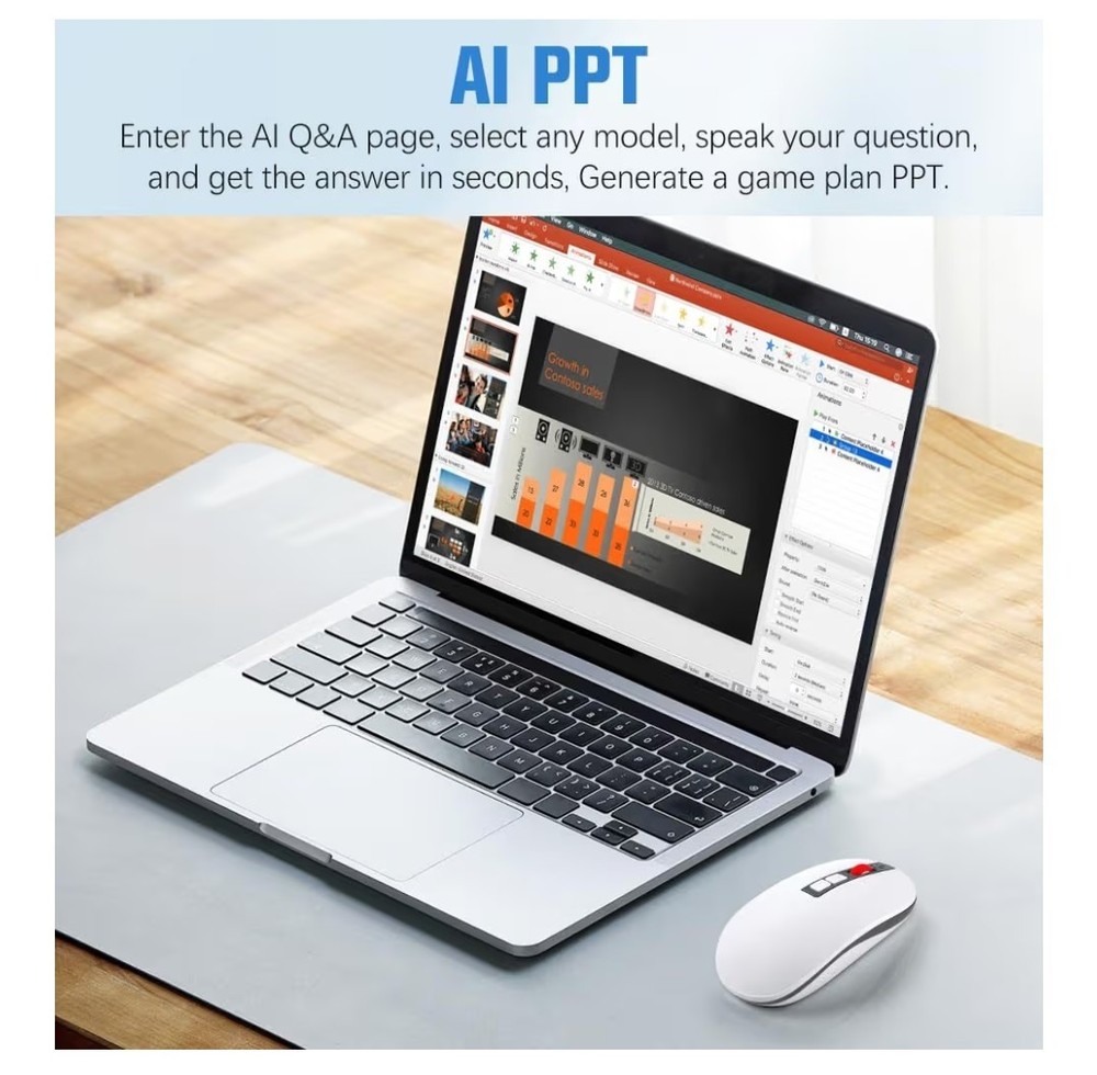 AI Mouse, AI Voice & Audio Recorder, AI Real-Time Transcription, Laser Pointer