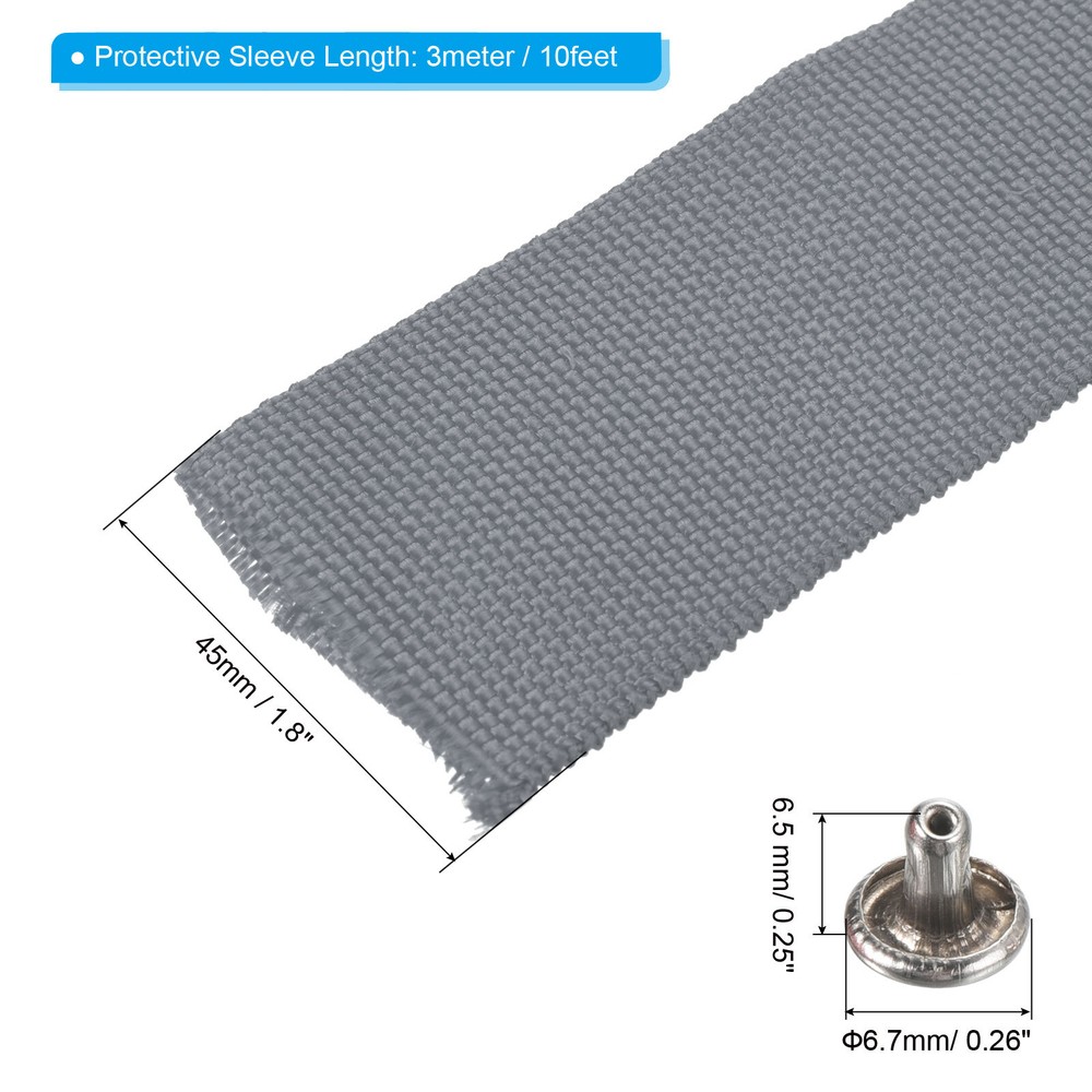 10Ft*45mm Polyester Rope Protector Cable Cover Rope Protective Sleeve Gray