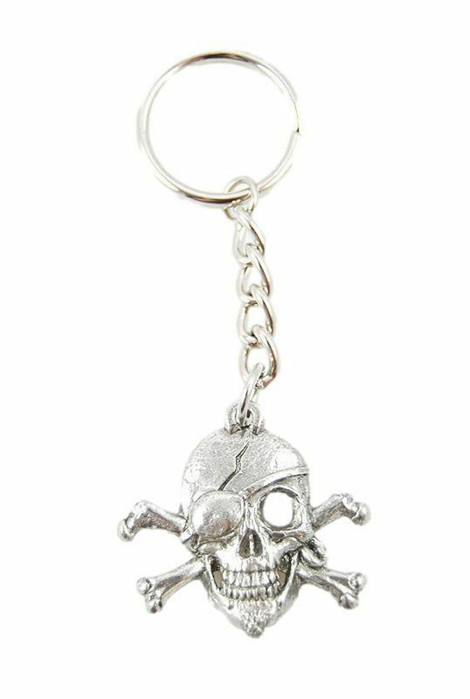 Skull & Cross Bones Pirate Pewter Keychain