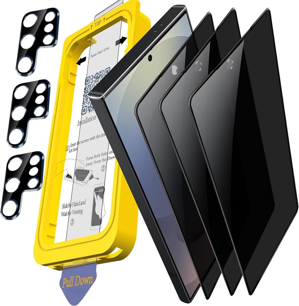 Full Coverage 3 Pack Privacy Screen Protector for Samsung S25 Ultra Black