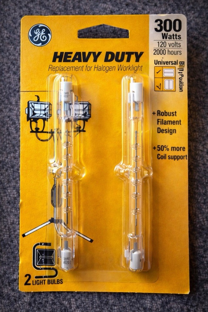 GE 300W Type T Heavy Duty Work Light Bulbs 120V 2 Pack New