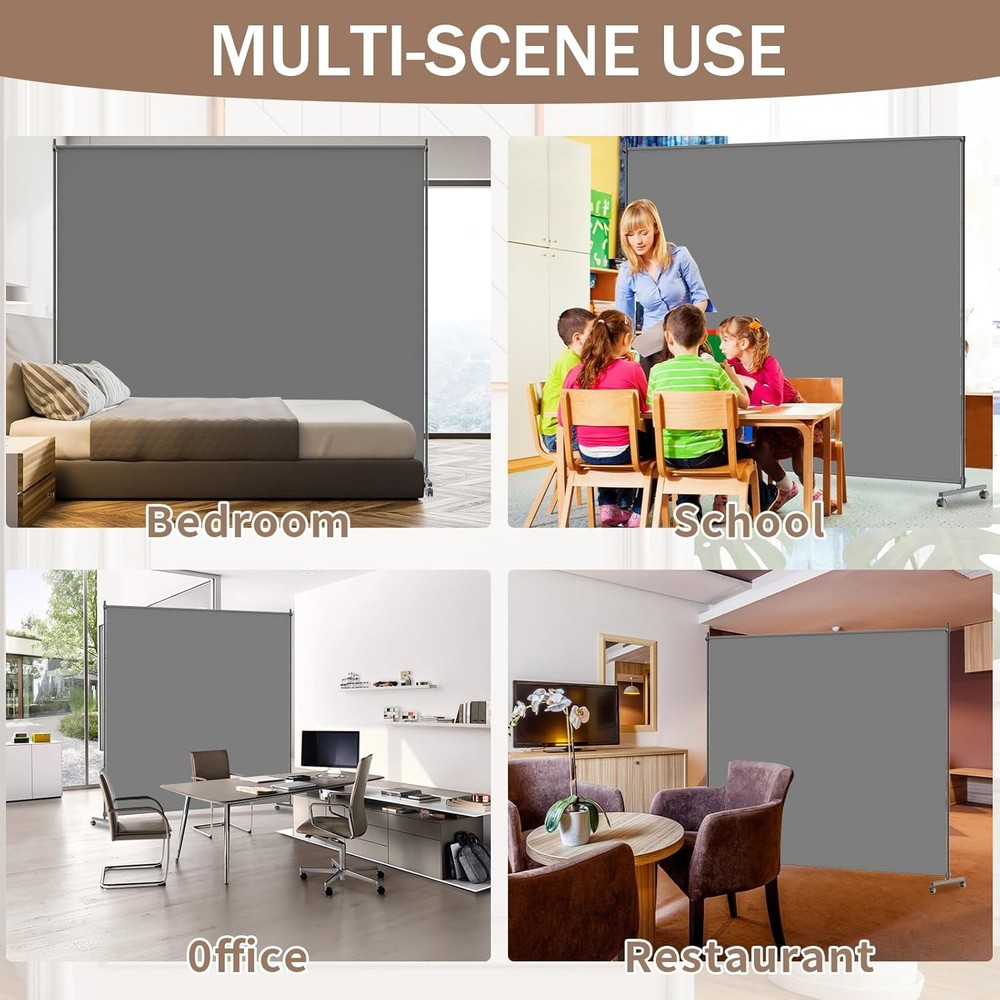Single Panel Room Divider/Privacy Screen W/ Caster Wheels & Brakes Stylish &
