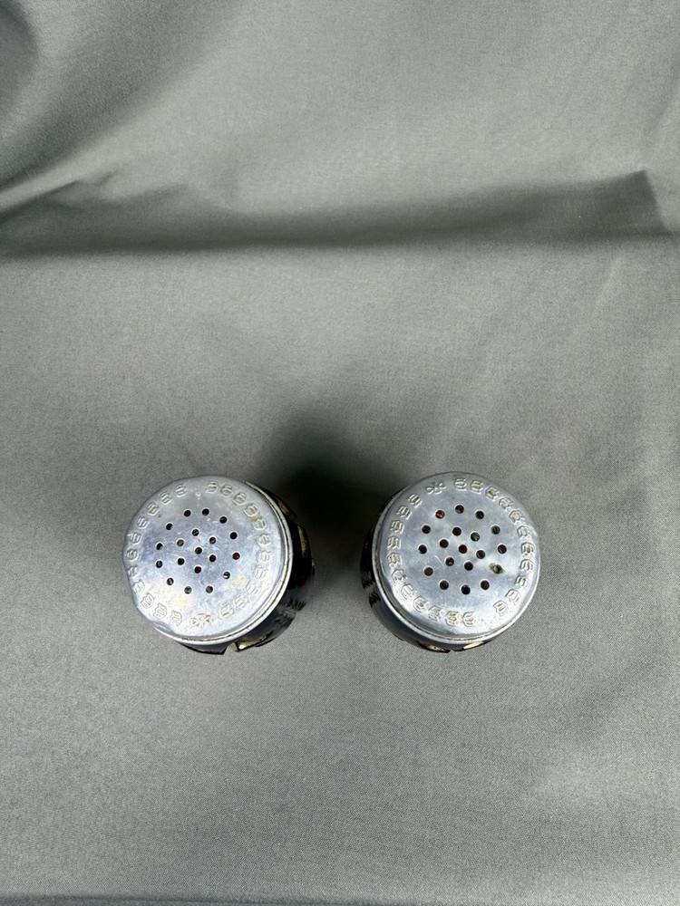 Antique EAPG Ruby Stained Art Navo Salt & Pepper Shaker Set Cooperative Flint