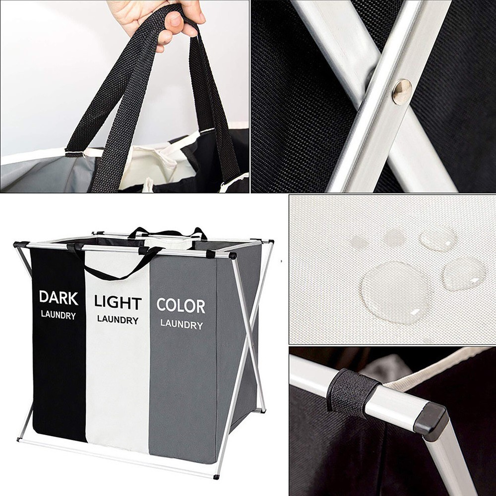 Laundry Basket Organizer. 3 Sections 26"x15''x23'' Foldable Dirty Laundry Hamper