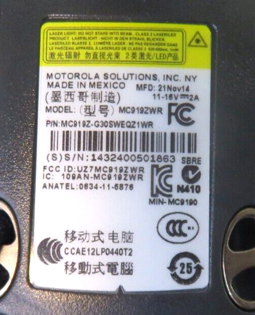MOTOROLA MC919Z-G30SWEQZ1WR RFID Scanner Handheld Computer, Open Box