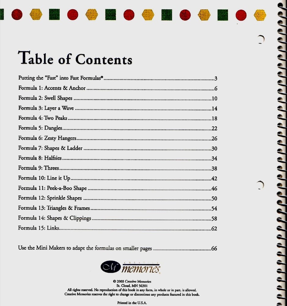 Creative Memories Fast Formulas 4th Edition Scrapbook Layout Methods 2003