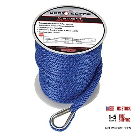 3006.3478 BoatTector Solid Braid MFP Anchor Line with Thimble - 1/2" x 100',