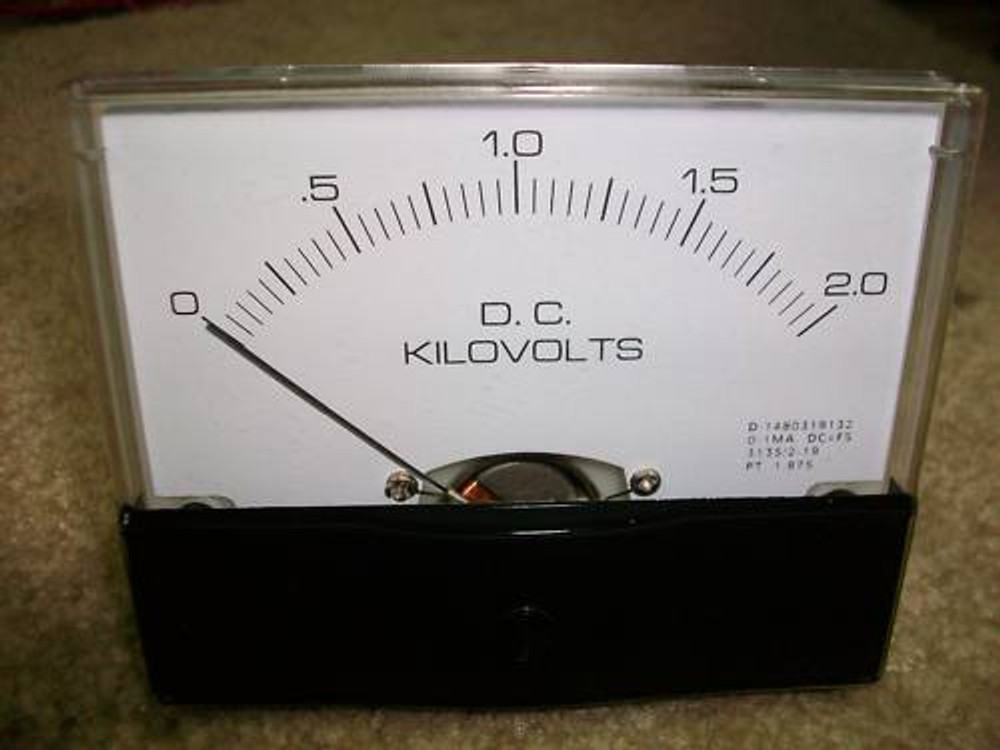 0 -2 Kv. Dc.   Panel METER  NEW  4" X 3 1/2"