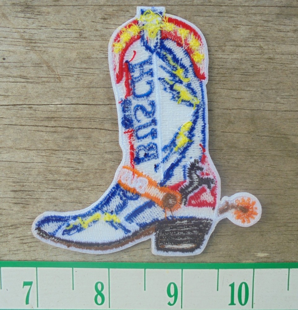 BUSCH BEER "COWBOY BOOT" IRON ON PATCH 3.25 BY 3"