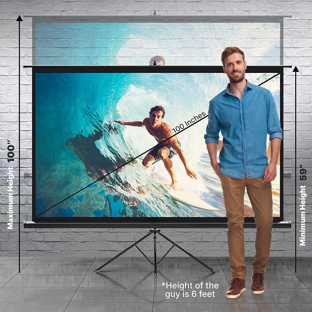 PyleHome PRJTP102 Tripod Projector Screen 100"16:9