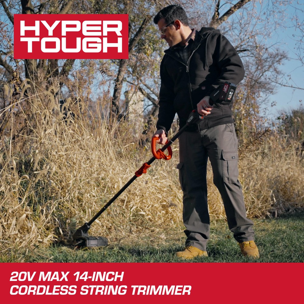 Hyper Tough 14" 20V Brushless Cordless String Trimmer with 20V Max 4.0Ah Battery