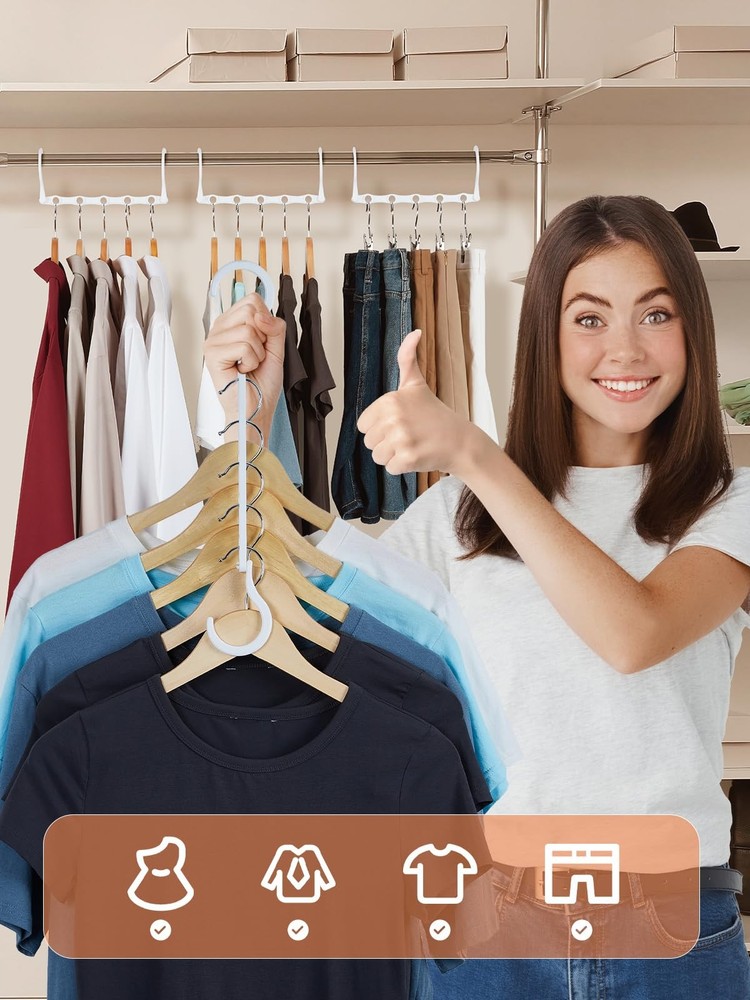 White Magic Hangers 20 Pack Space Saving Plastic Sturdy Closet Organizer Slot