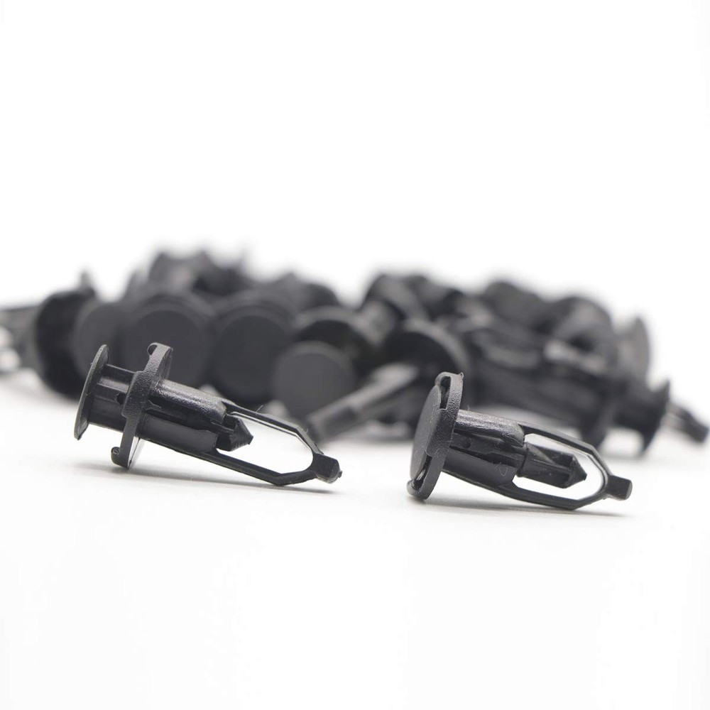 Lantee 9mm Front Bumper Clips, Nylon Push Type Fit into Hole Size, Black