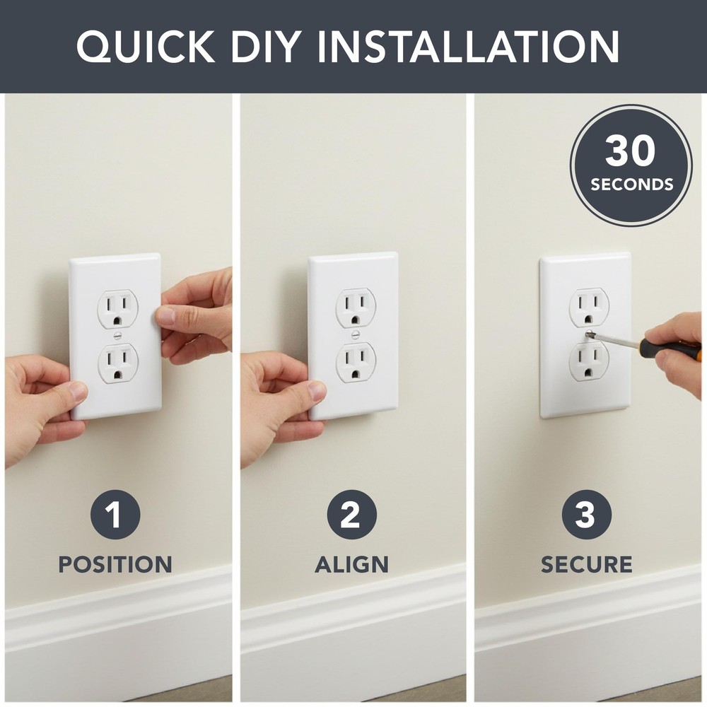 Bates- White Outlet Covers, Wall Plates, Pack Standard Size, 12 Pack,