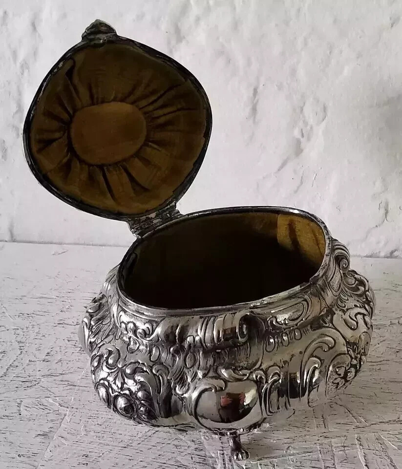 Magnificent German Solid Silver Jewellery Box Casket - 305g