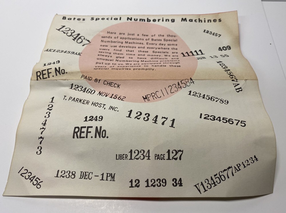 Bates Numbering Machine Vintage 6 Wheel 4 Movement Original Box With Inst.