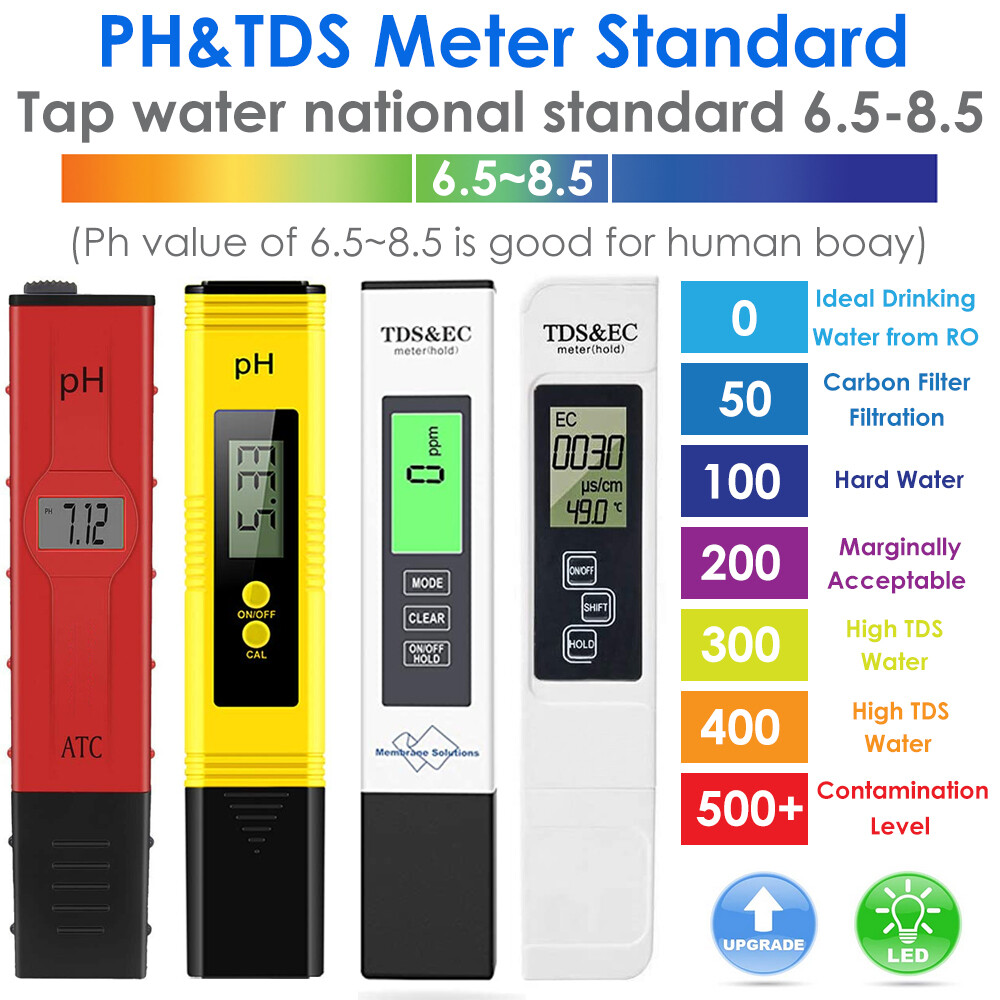 PH Meter Digital TDS Meter EC&Temperature Water Quality Tester for Drinking,Pool