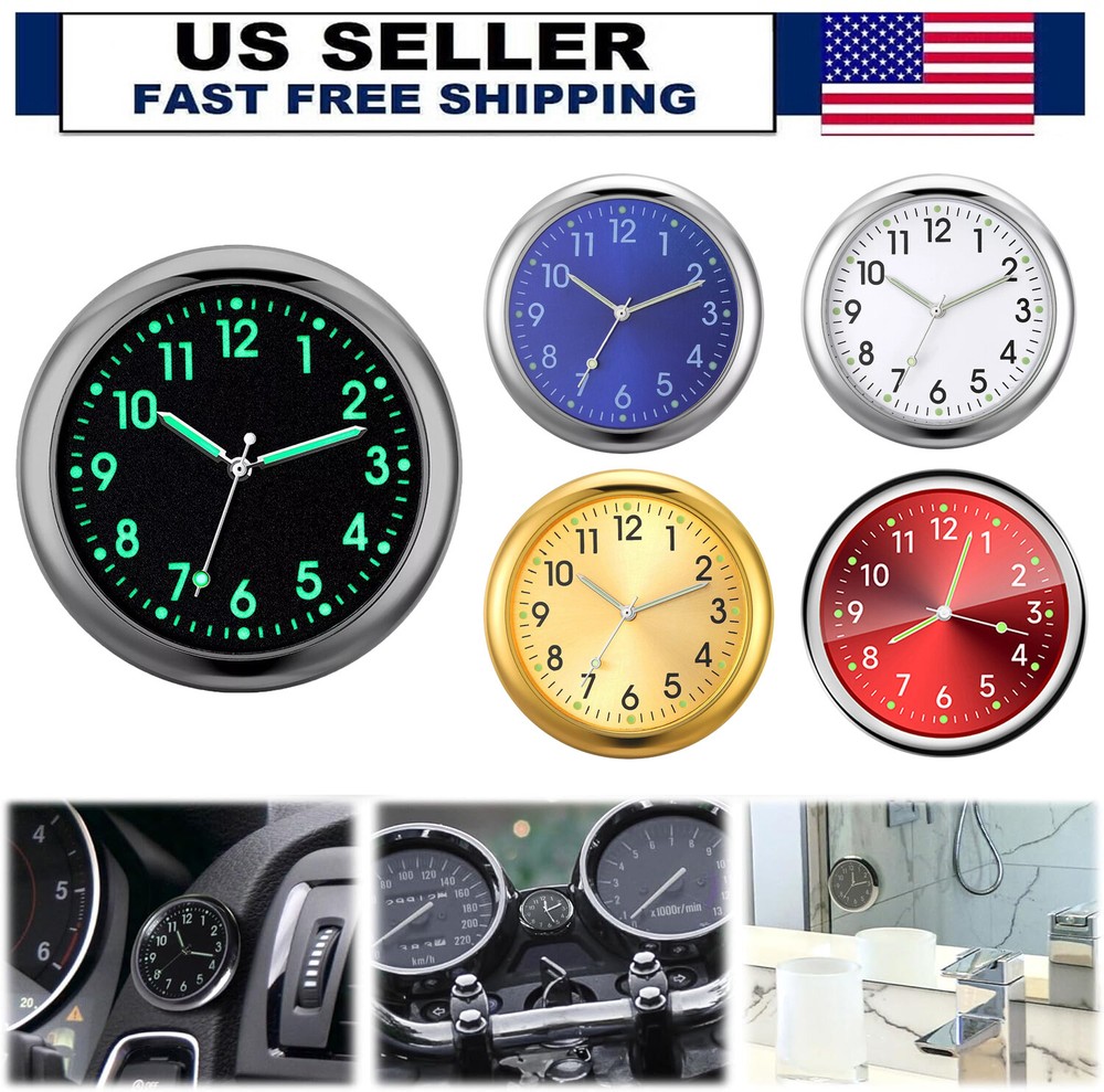 Dashboard Mini Car Clock Adhesive instrument Durable Metal Car Light Clock Tools