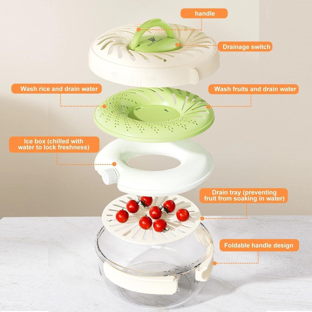 Fruit Storage Containers with Ice Tray - Strainers & Colanders 2-in-1 Fruit a...