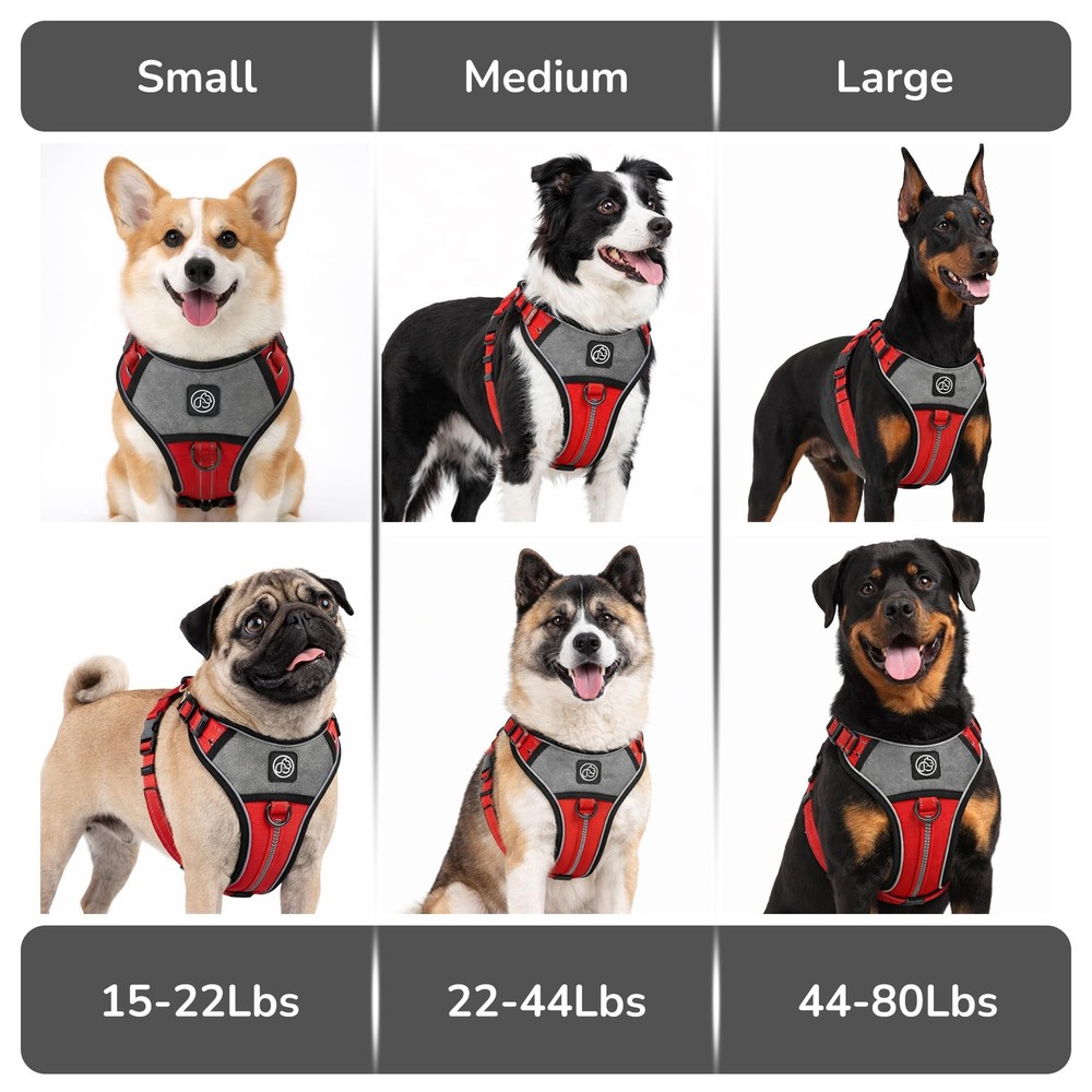 Dog Harness with Handle, No Pull Reflective Vest Harness for Medium Large Dog...