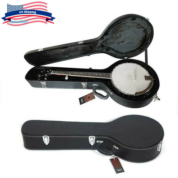US 42" 5/6Strings Banjo Case Leather&Wood Hard Case Backpack Cover Box Protector