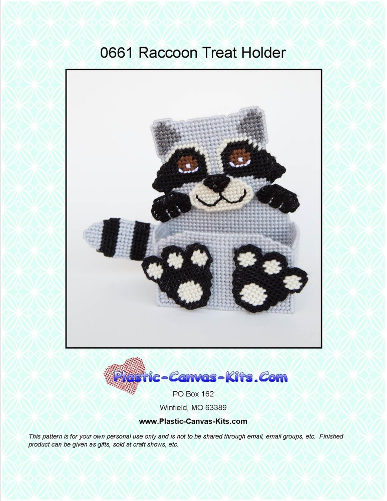 Raccoon Treat Holder- Plastic Canvas Pattern or Kit
