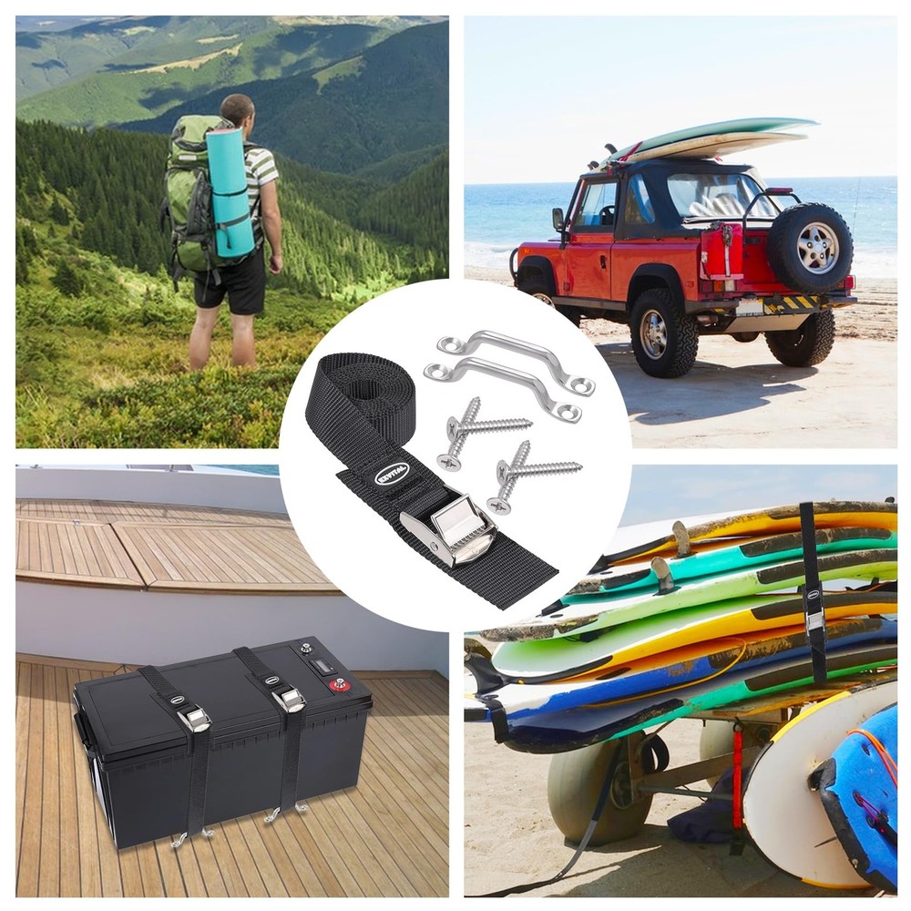 Battery Tie Down Strap Hold Down Kit, 1" x 48" Cooler Tie Down Kit