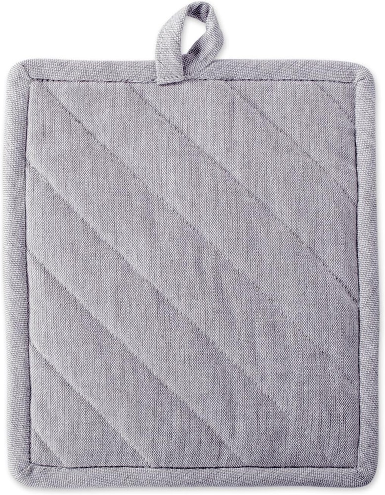 DII 100% Cotton Solid Chambray Kitchen Set, Potholders, Gray